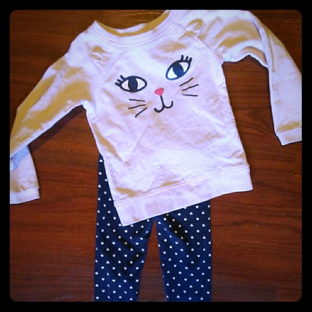 Carter's Matching kitty sweater and leggings